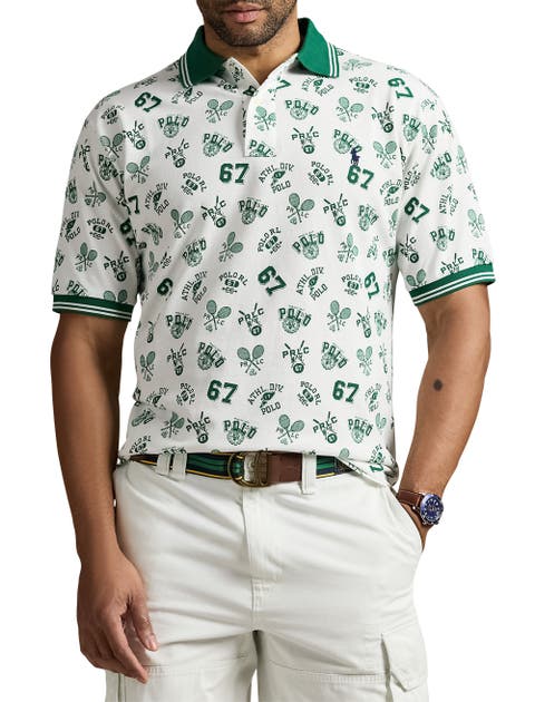 Big & Tall Printed Mesh Polo Shirt