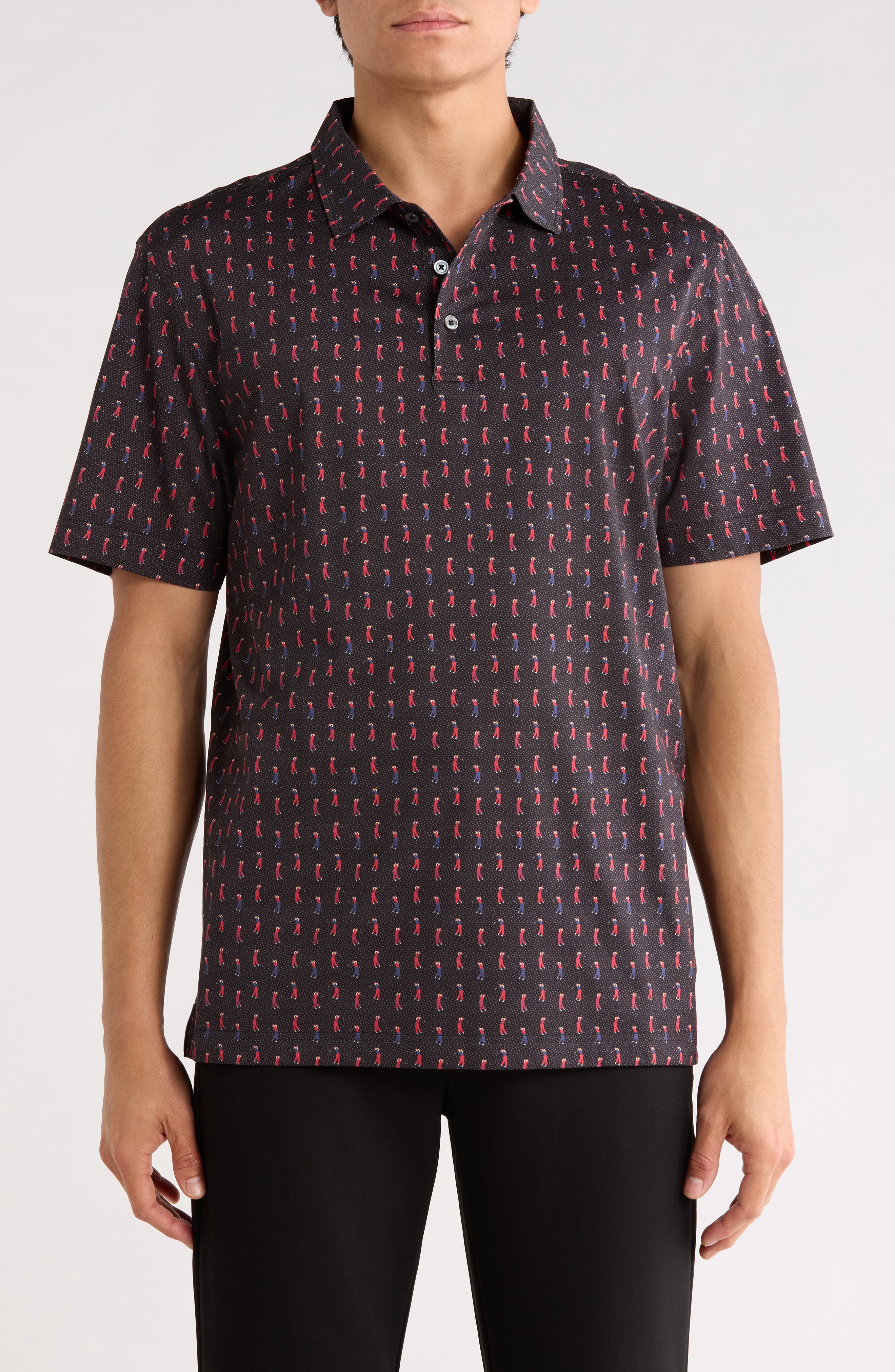 Bugatchi Print Cotton Knit Polo