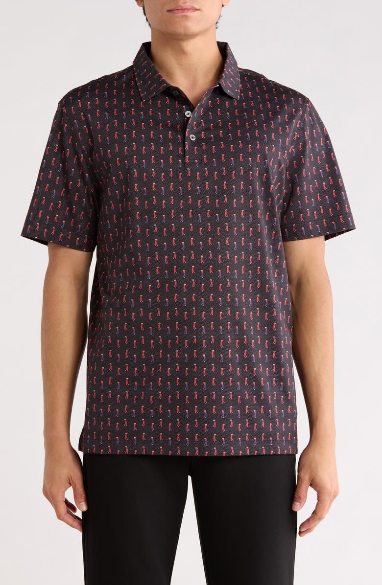 Bugatchi Print Cotton Knit Polo, Main, color, Black