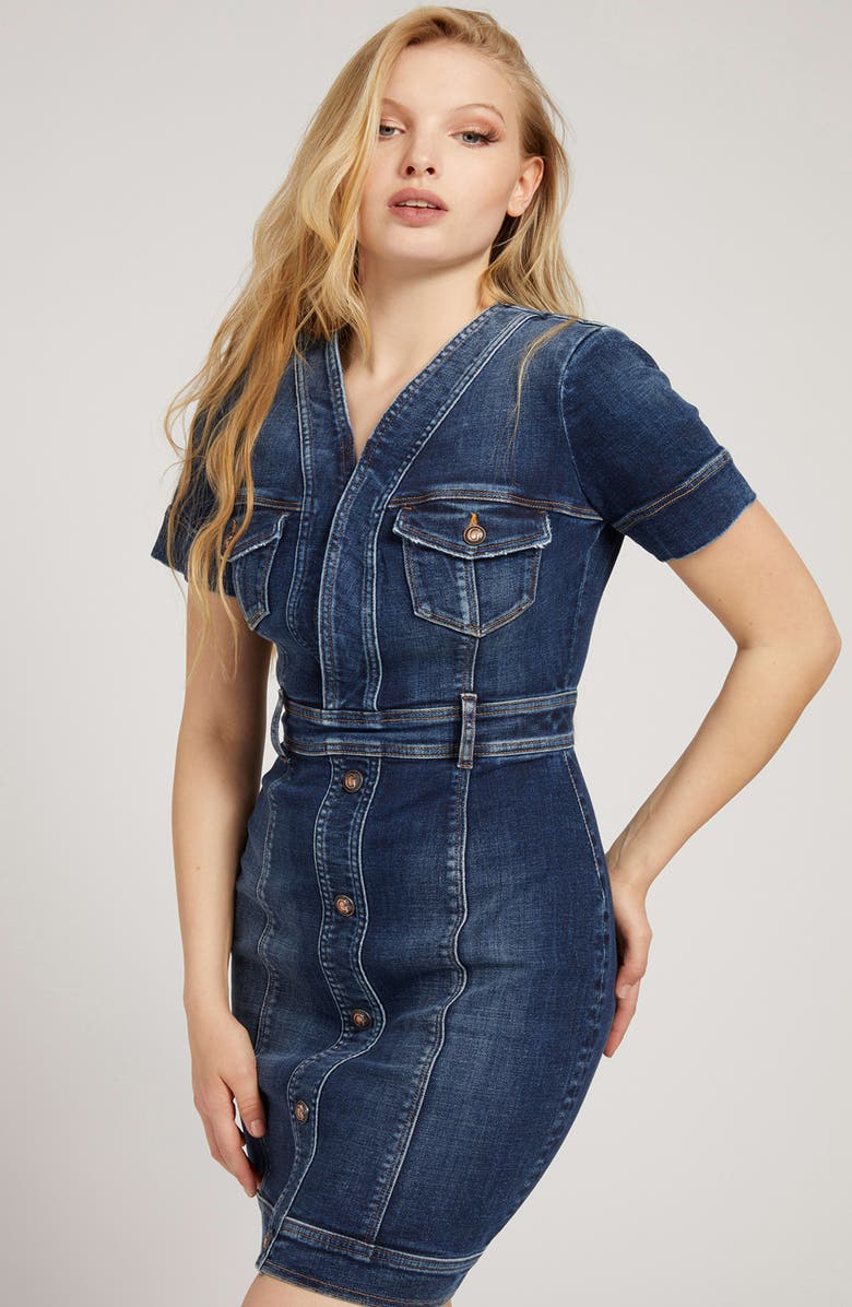 GUESS Shelby Denim Minidress, Alternate, color, 