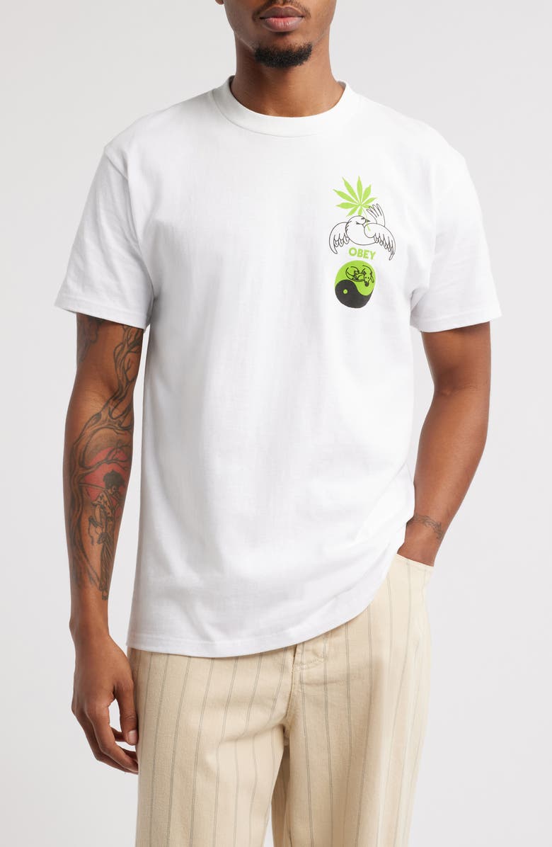 Obey Pledge Allegiance Graphic T-Shirt, Main, color, White