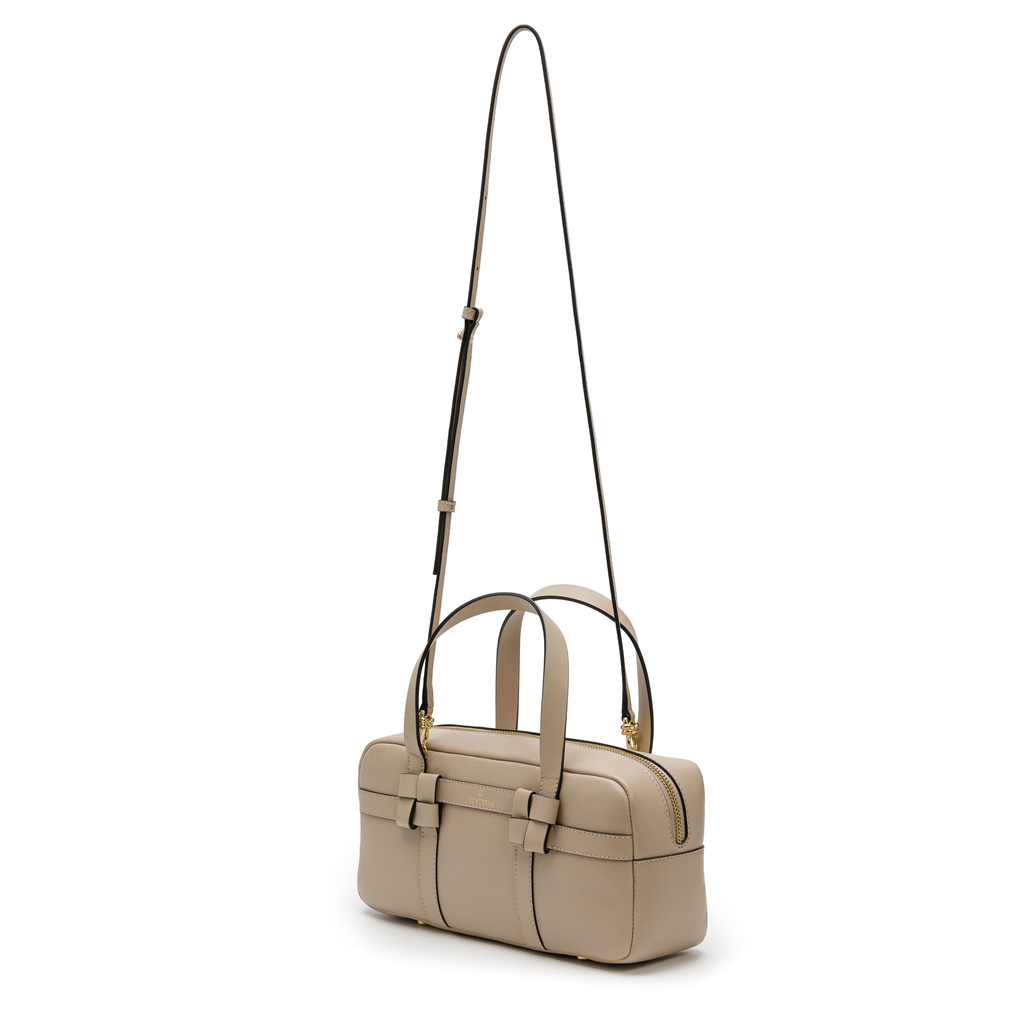 Bibi Leather Bag With Shoulder Strap And Iconic Knots, Alternate, color, Taupe