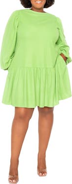 BUXOM COUTURE Tie Back Long Sleeve Terry Dress