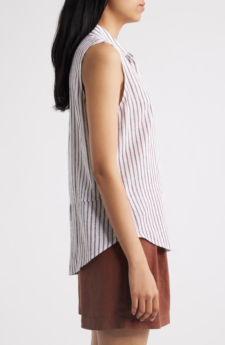 Cloth & Stone Split Back Stripe Sleeveless Button-Up Shirt, Alternate, color, Cocoa Brown Stripe