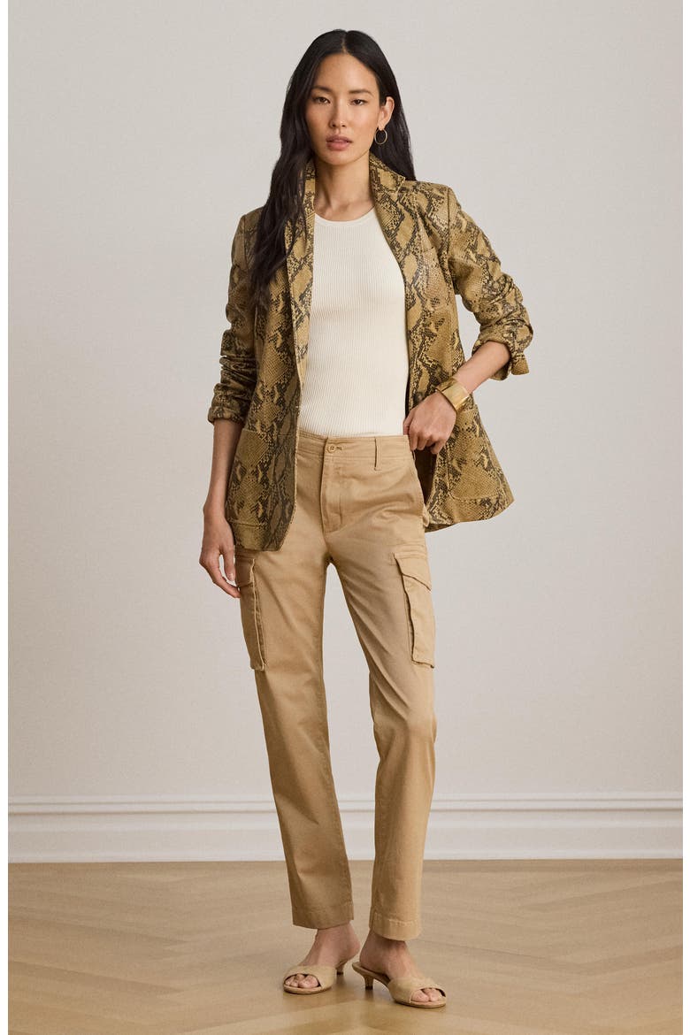 Refined Stretch Chino Cropped Cargo Pants, Alternate, color, BEIGE