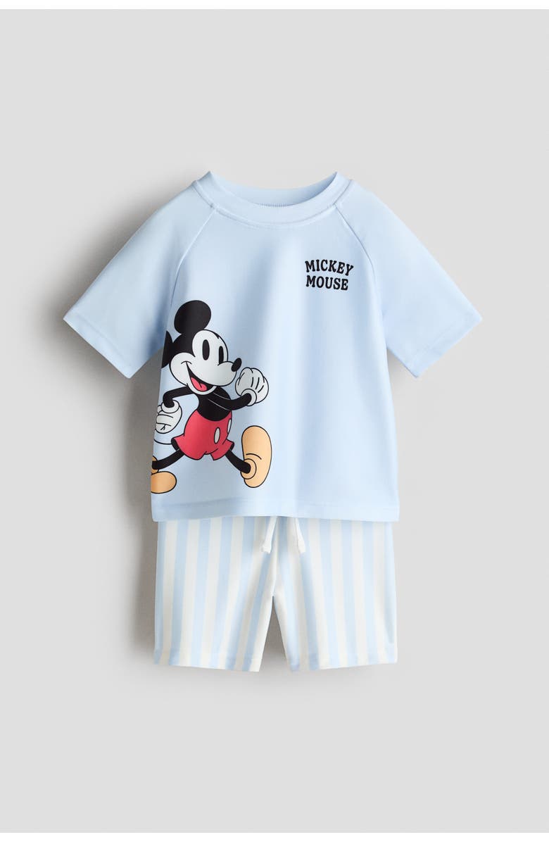 H&M Printed swim set, Main, color, Light Blue/Mickey Mouse