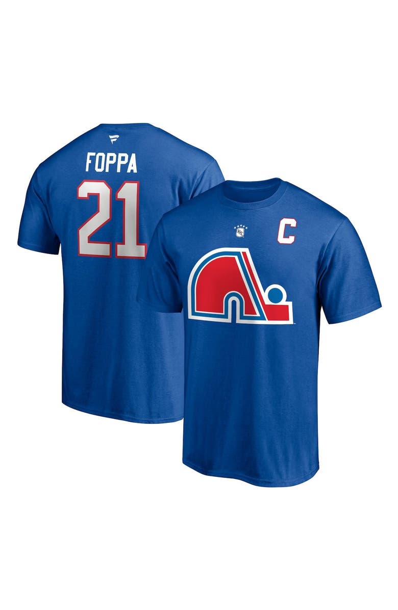 FANATICS Men's Fanatics Branded Peter Forsberg Blue Quebec Nordiques Authentic Stack Retired Player Nickname & Number T-Shirt, Main, color,