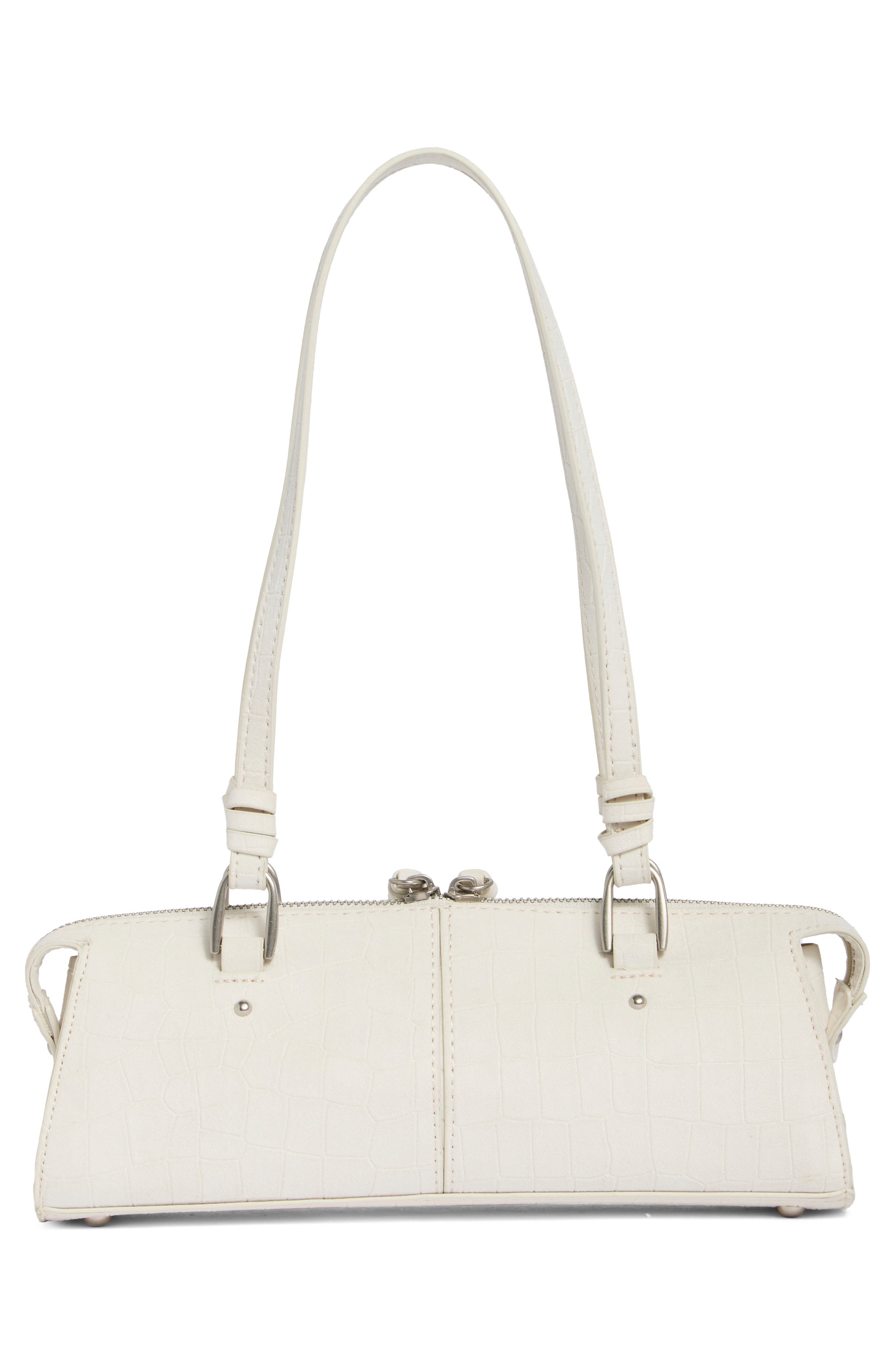 Steve Madden Sybil Croc Embossed Faux Leather Shoulder Bag, Alternate, color, Ivory