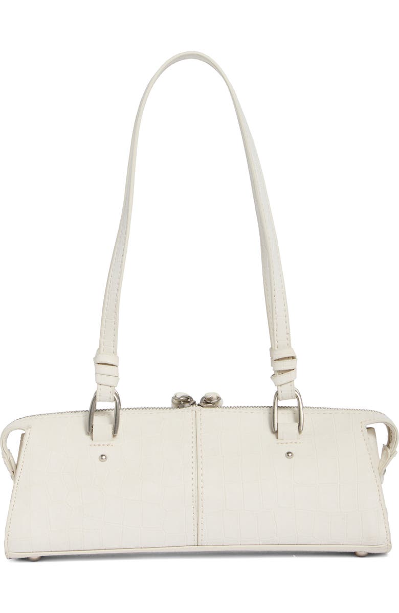 Steve Madden Sybil Croc Embossed Faux Leather Shoulder Bag, Alternate, color, Ivory