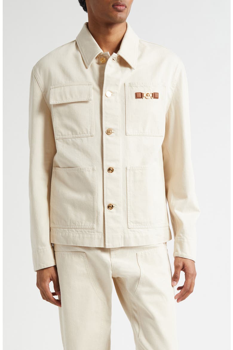 Medusa Biggie Carpenter Denim Jacket, Main, color, ECRU