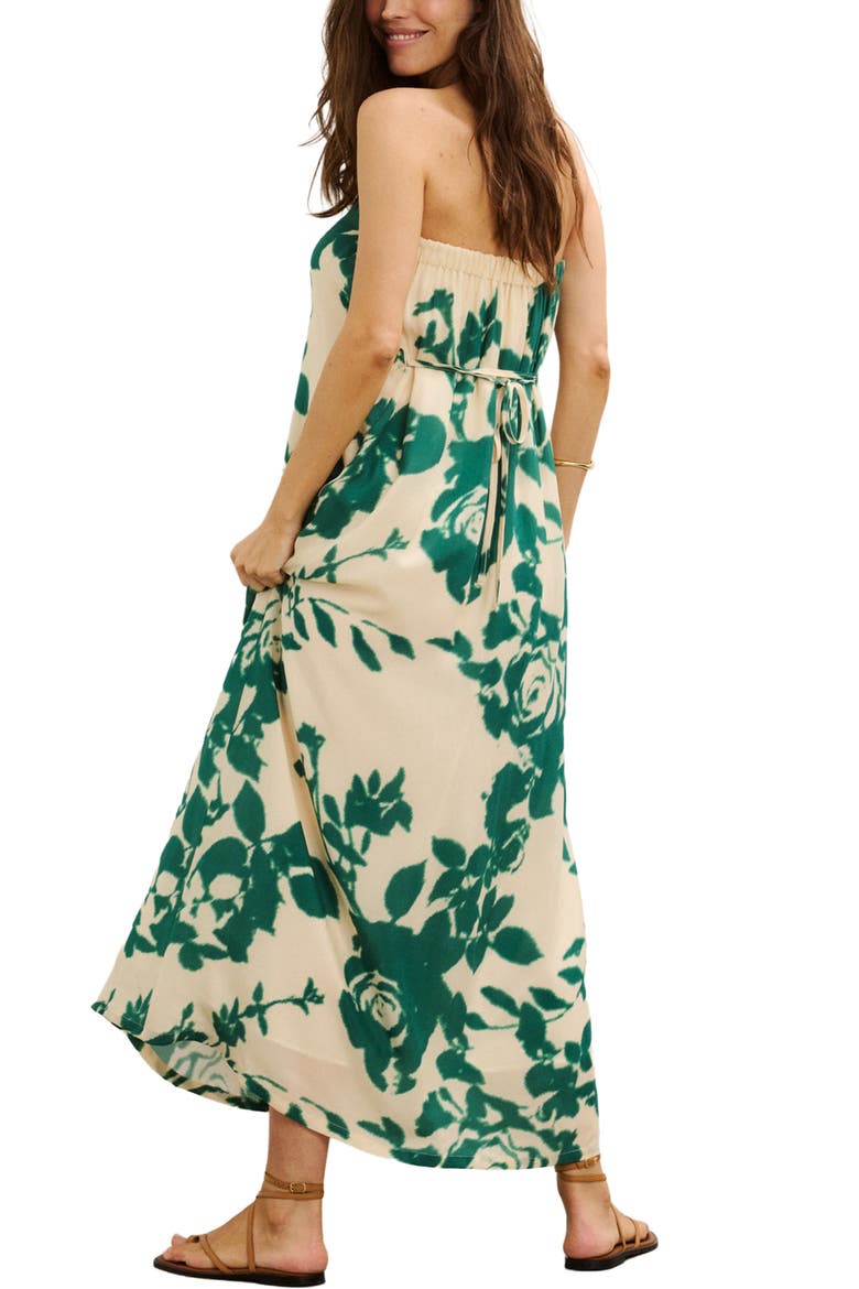 The Dahlia Strapless Dress, Alternate, color, Green Botanical Blossom