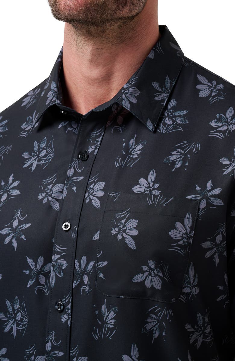 TravisMathew Seamate Floral Short Sleeve Button-Up Shirt, Main, color, Black