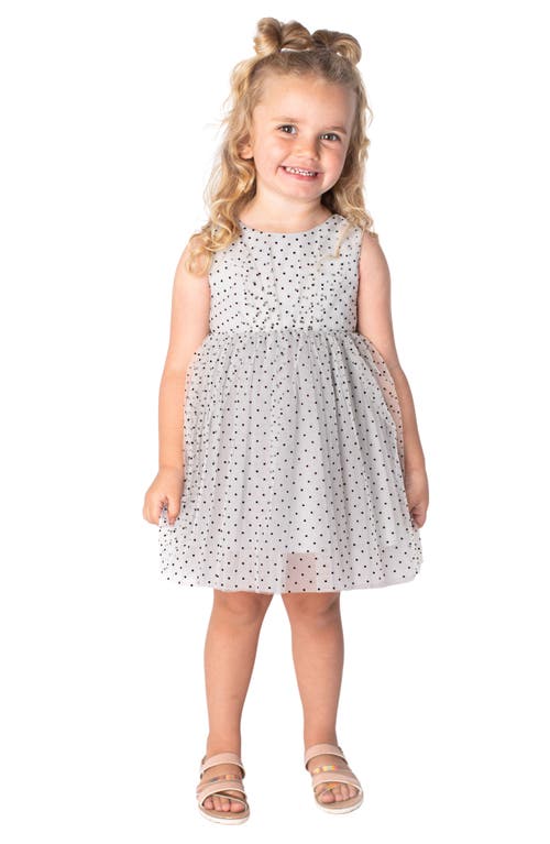 Popatu Polka Dot Tulle Fit & Flare Dress in White/Black 