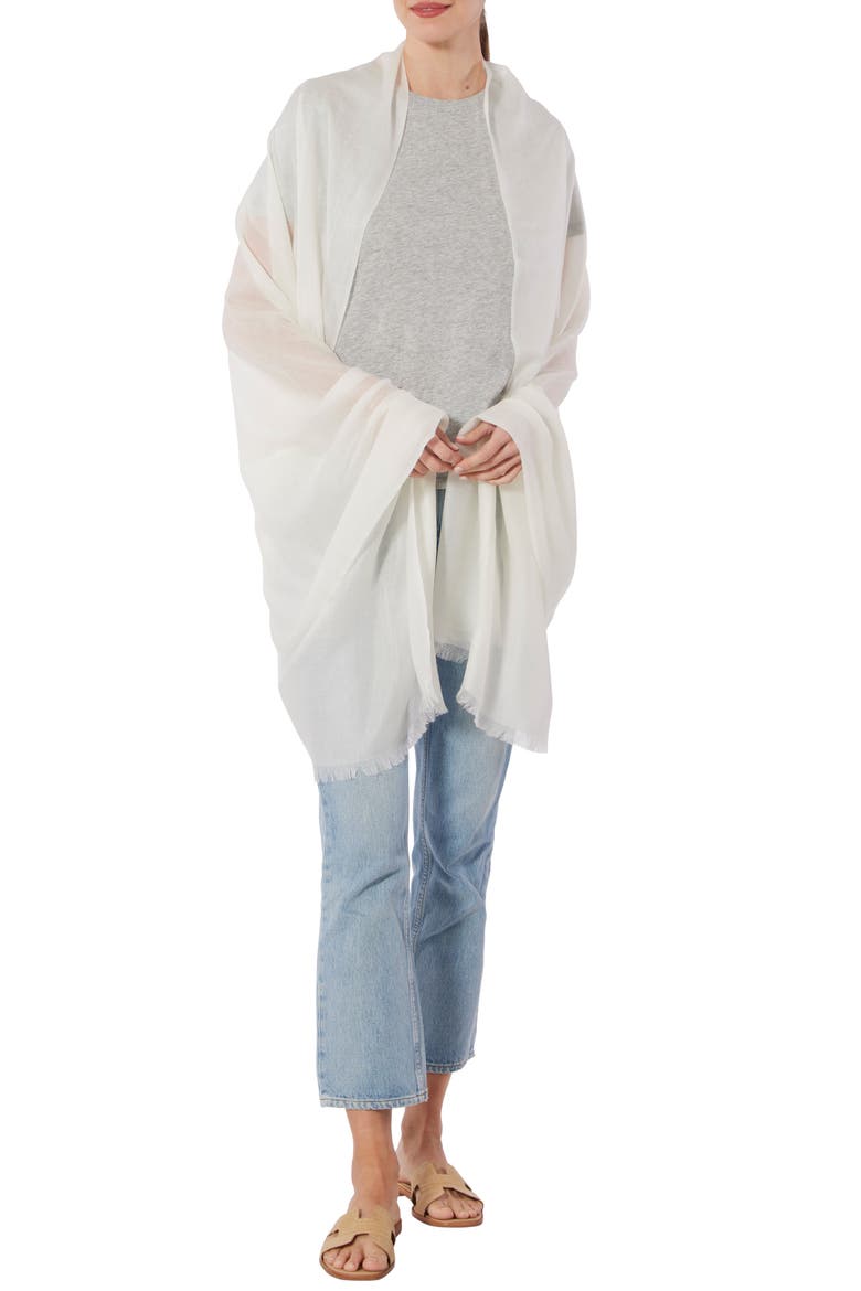 Lightweight Cashmere Scarf, Alternate, color, OPTIC WHITE