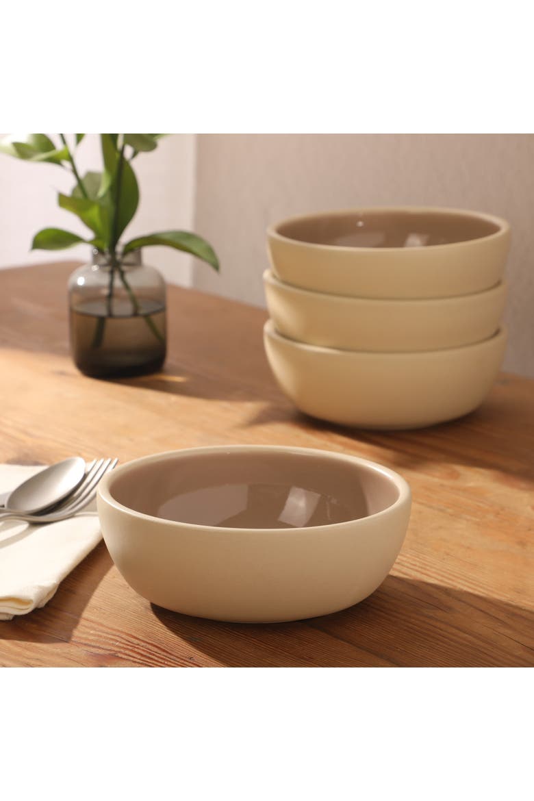 Port Gaia 4-Piece Reactive Glaze Stoneware Cereal Bowl Set, Alternate, color, Beige