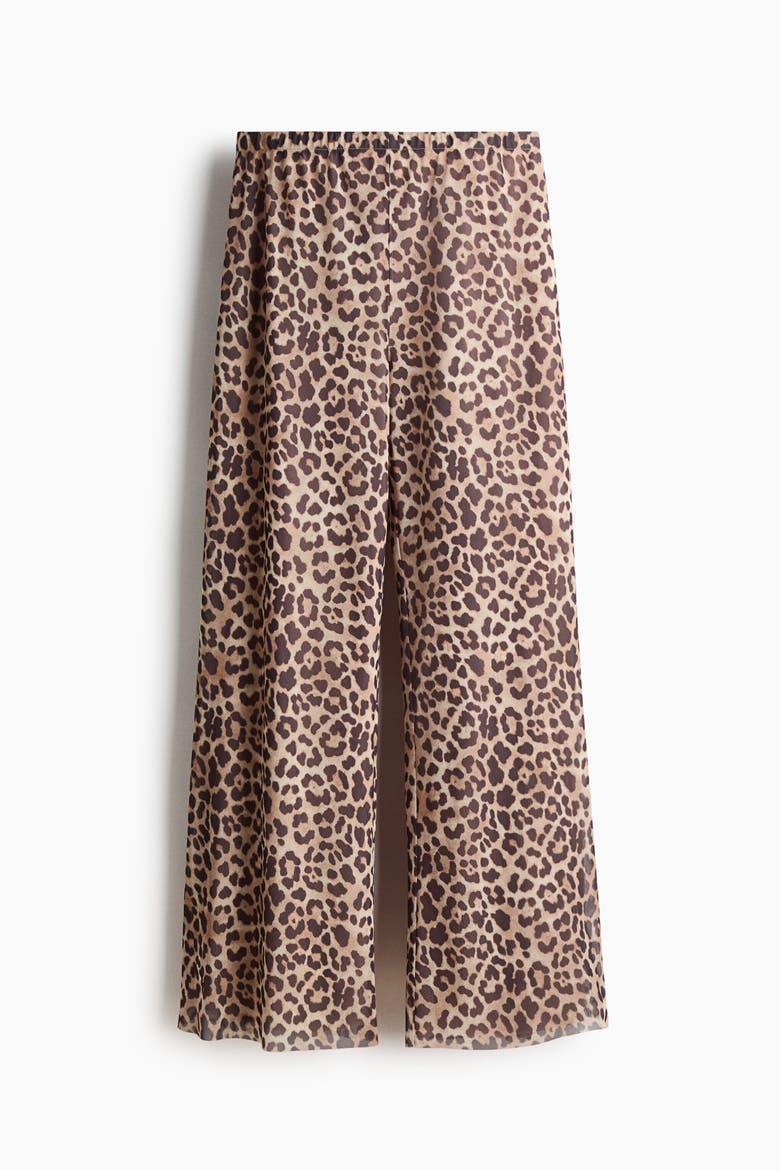 Mesh Pull-on Trousers, Alternate, color, Light beige/leopard print