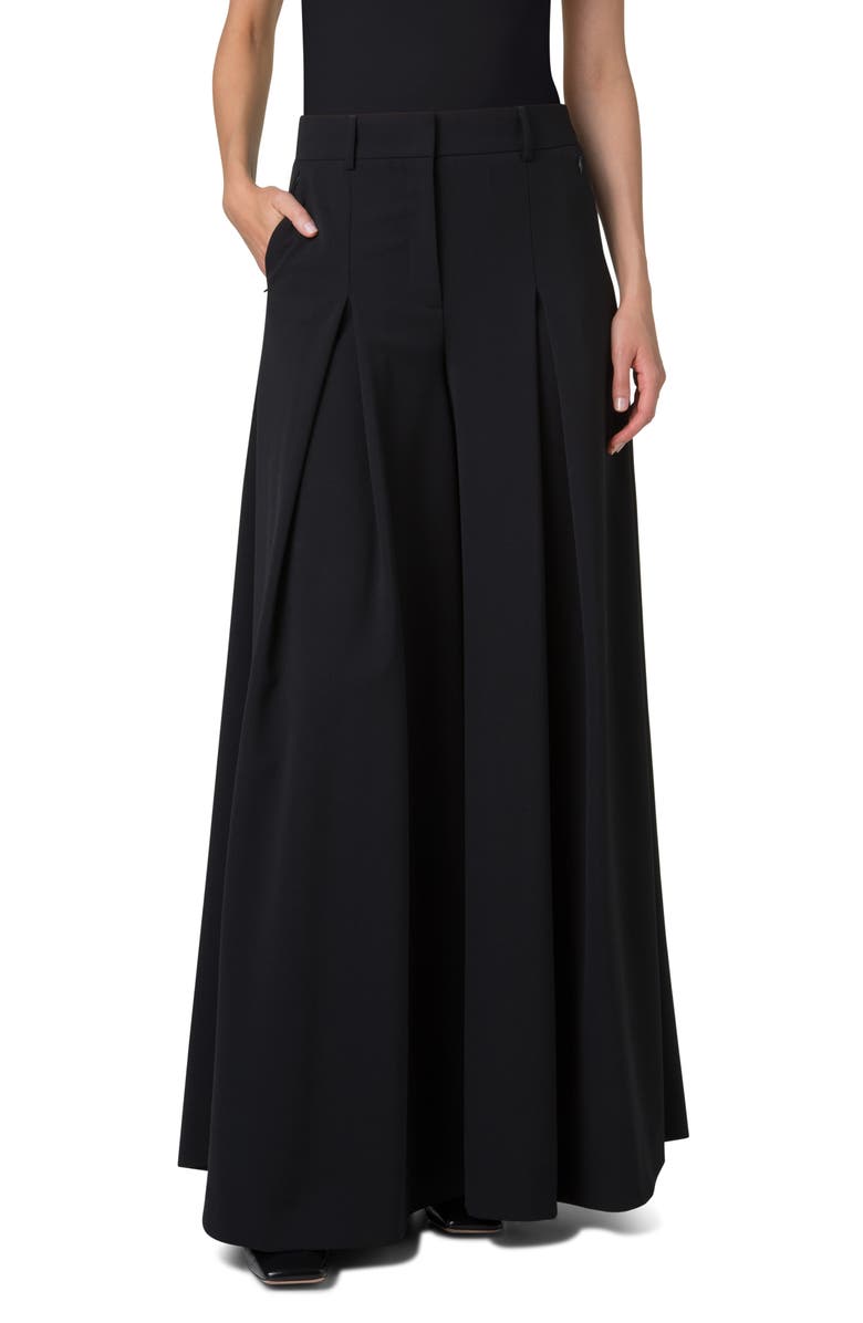 Akris Fiorello Pleated Wool Blend Palazzo Pants, Main, color, 