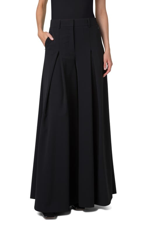 Akris Fiorello Pleated Wool Blend Palazzo Pants In Black