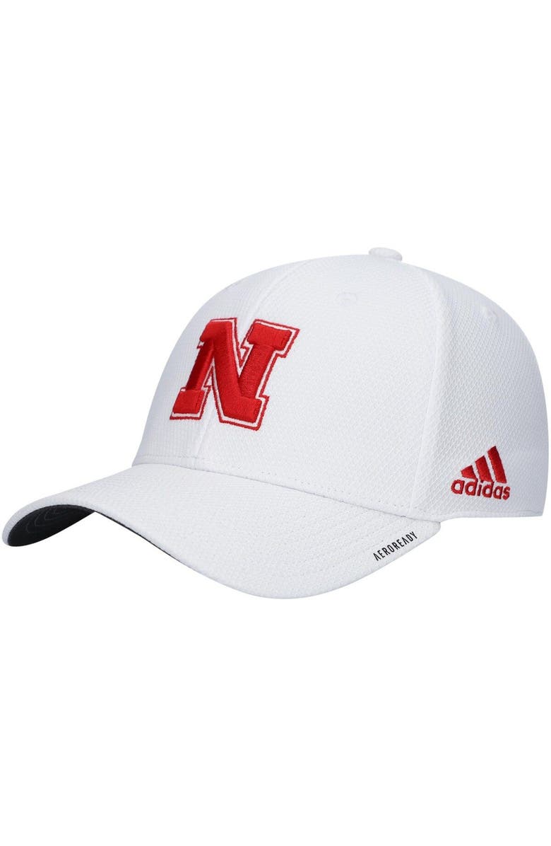adidas Men's adidas White Nebraska Huskers 2021 Sideline Coaches AEROREADY Flex Hat, Main, color,