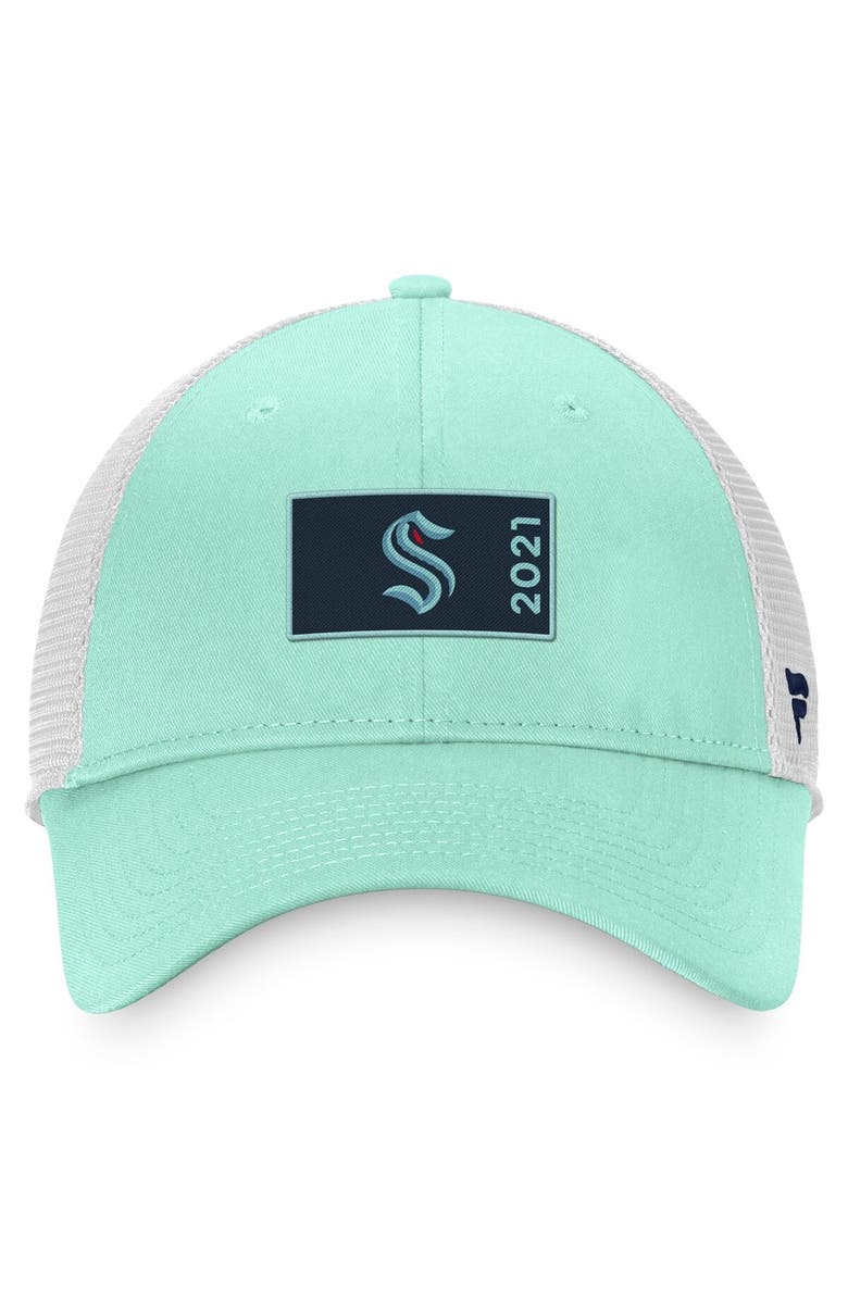 FANATICS Men's Fanatics Branded Light Blue/White Seattle Kraken Authentic Pro Rink Trucker Snapback Hat, Alternate, color, Light Blue