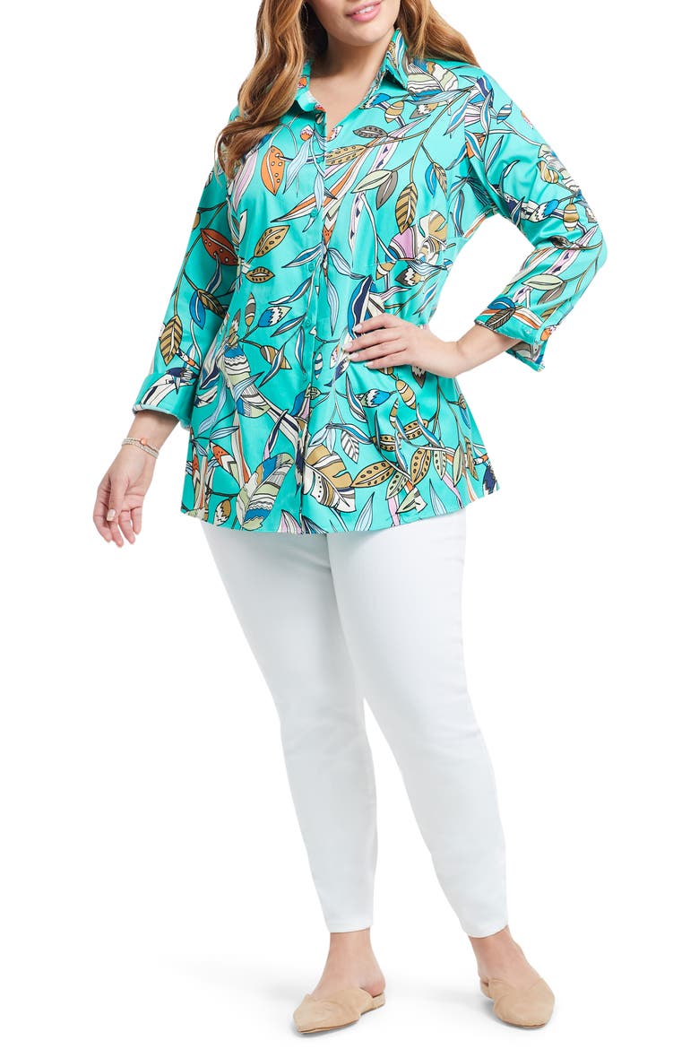 Riviera Botanic Floral Button-Up Shirt, Alternate, color, GREEN MULTI