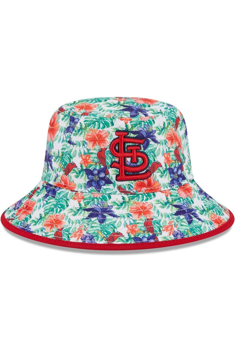 Men's New Era St. Louis Cardinals Tropic Floral Bucket Hat, Main, color, Red