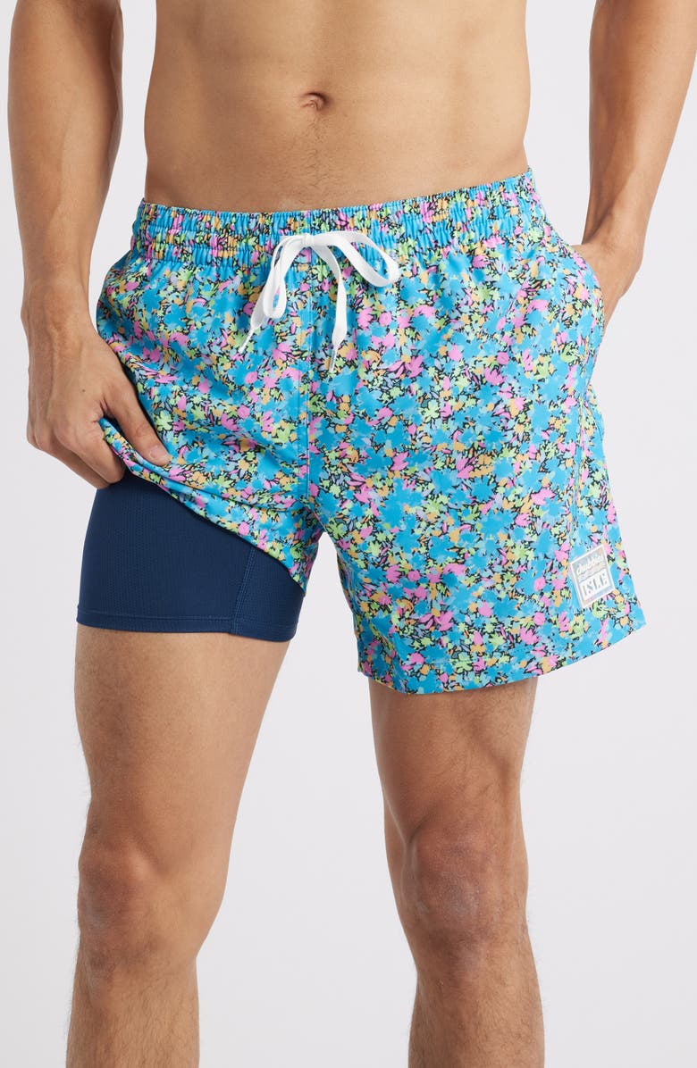 Chubbies x The Isle Floral Classic Lined 5.5-Inch Swim Trunks, Alternate, color, Bright Blue