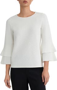 KASPER Texture Ruffle Sleeve Top