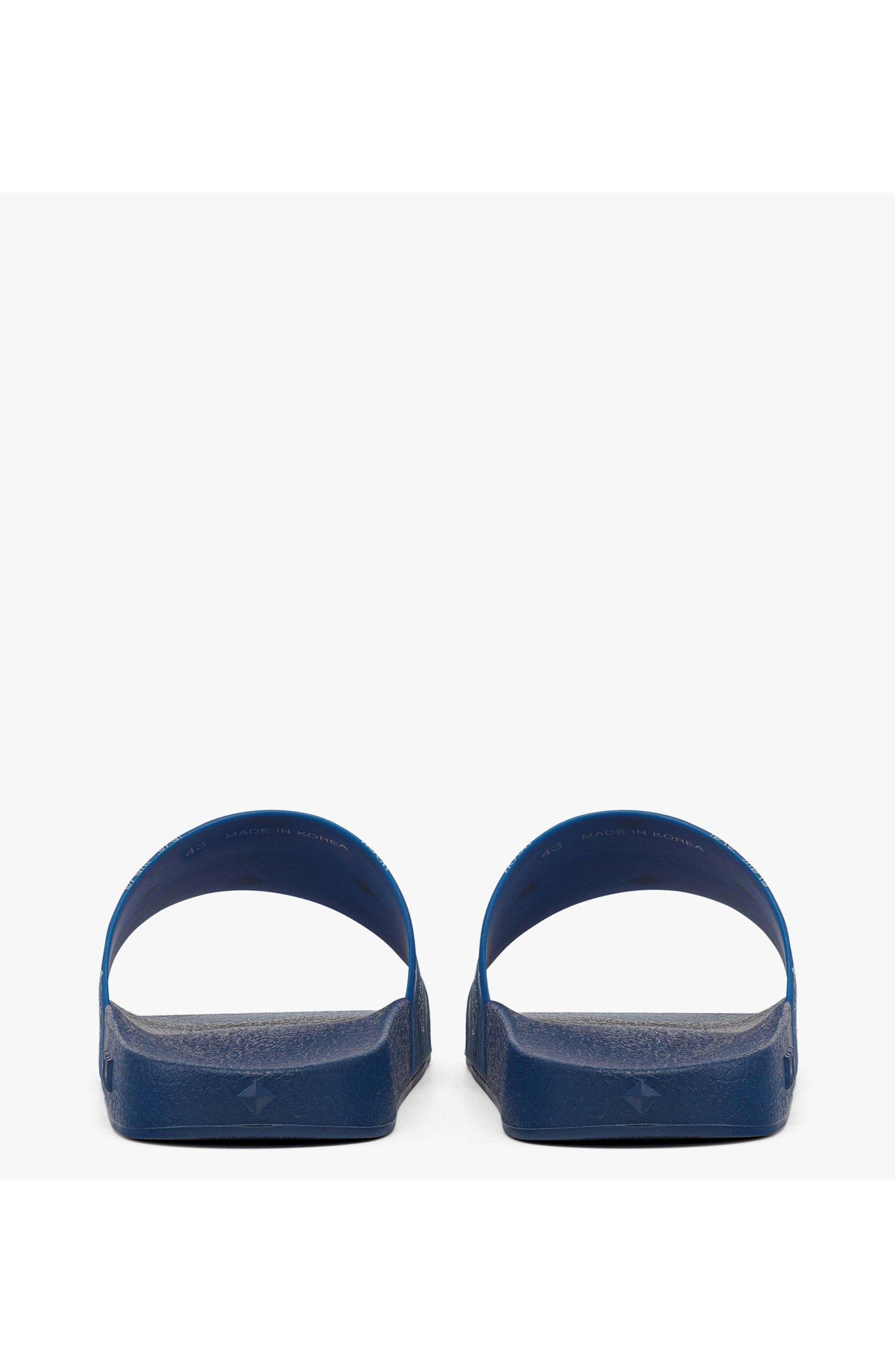 MCM Women's Monogram Print Rubber Slides, Alternate, color, Blue