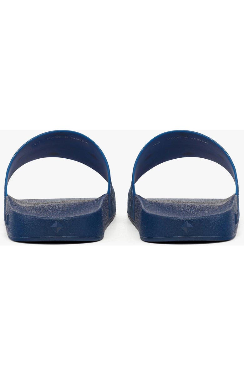 MCM Women's Monogram Print Rubber Slides, Alternate, color, Blue