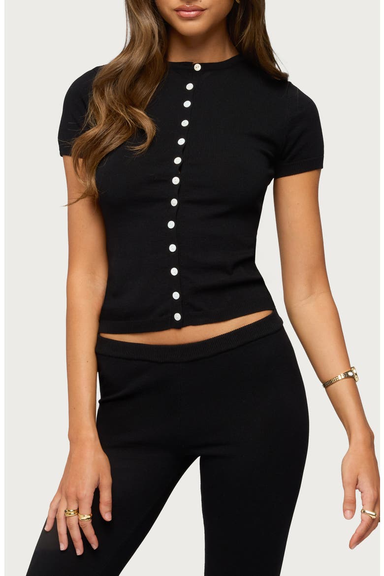 Vanessa Button Up Knit Top, Main, color, BLACK