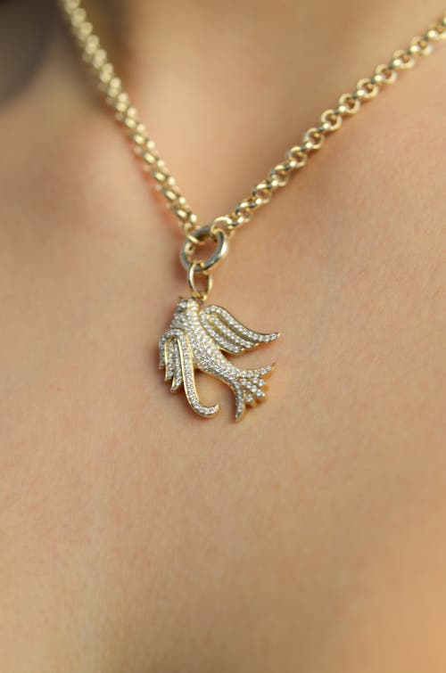 LIONHEART LIONHEART 14K GOLD LOVEY BABY BIRD ROLO NECKLACE 