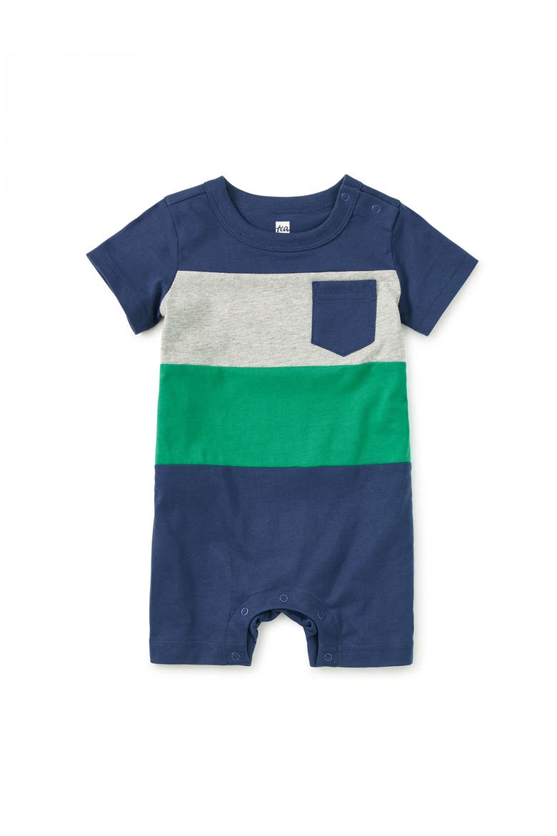 Colorblock Baby Romper, Main, color, Naval Blue