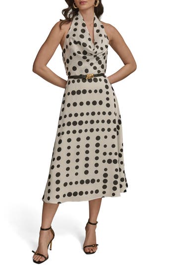 Donna Karan New York Poly Dot Halter Midi Dress | Nordstrom