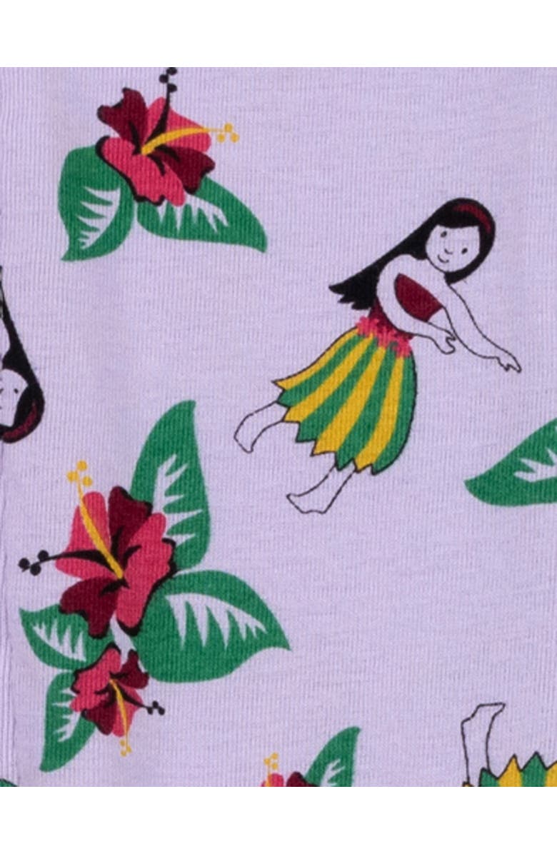 Leveret Footed Printed Cotton Pajamas, Animal, Holiday & Fun Prints, Alternate, color, Hula