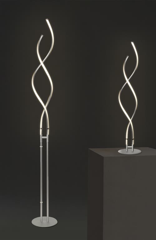 Brightech Embrace 60' Led Industrial 2-in-1 Table And Floor Lamp With Built-in Light Dimmer In Polished Silver