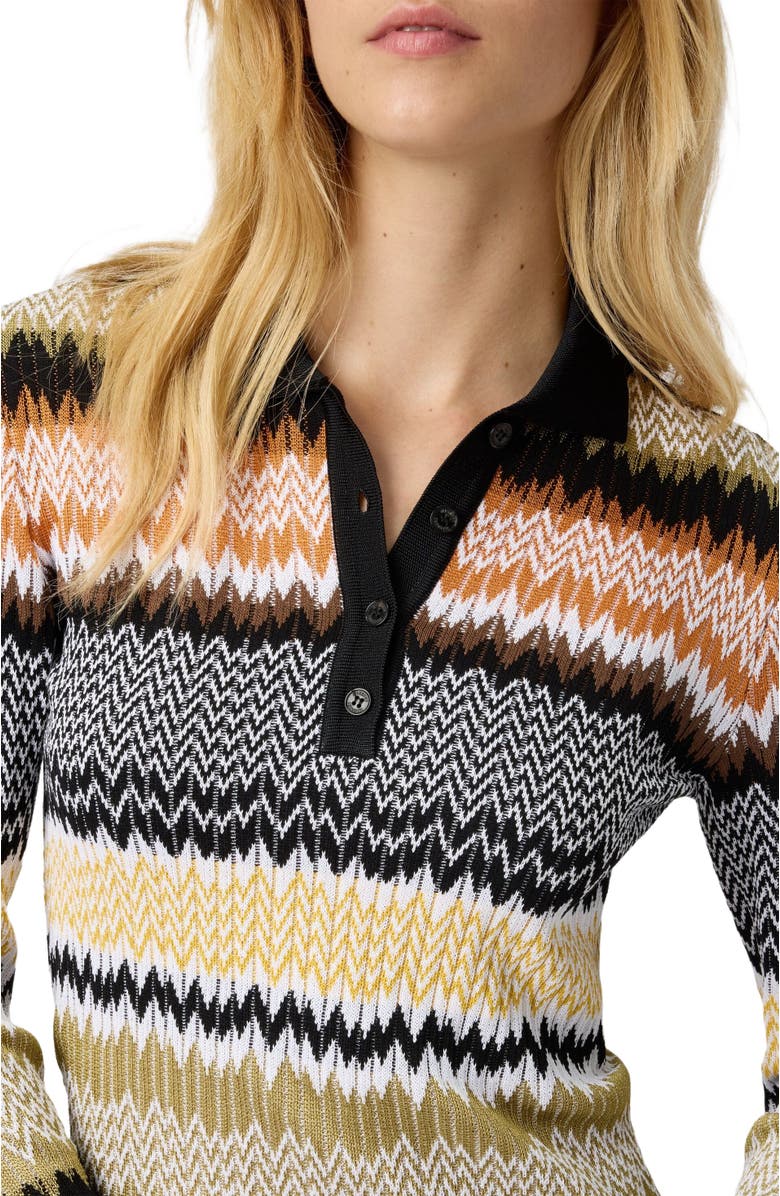 Missoni Long Sleeve Polo With Revisited Chevron Pattern, Alternate, color, Multicoloured