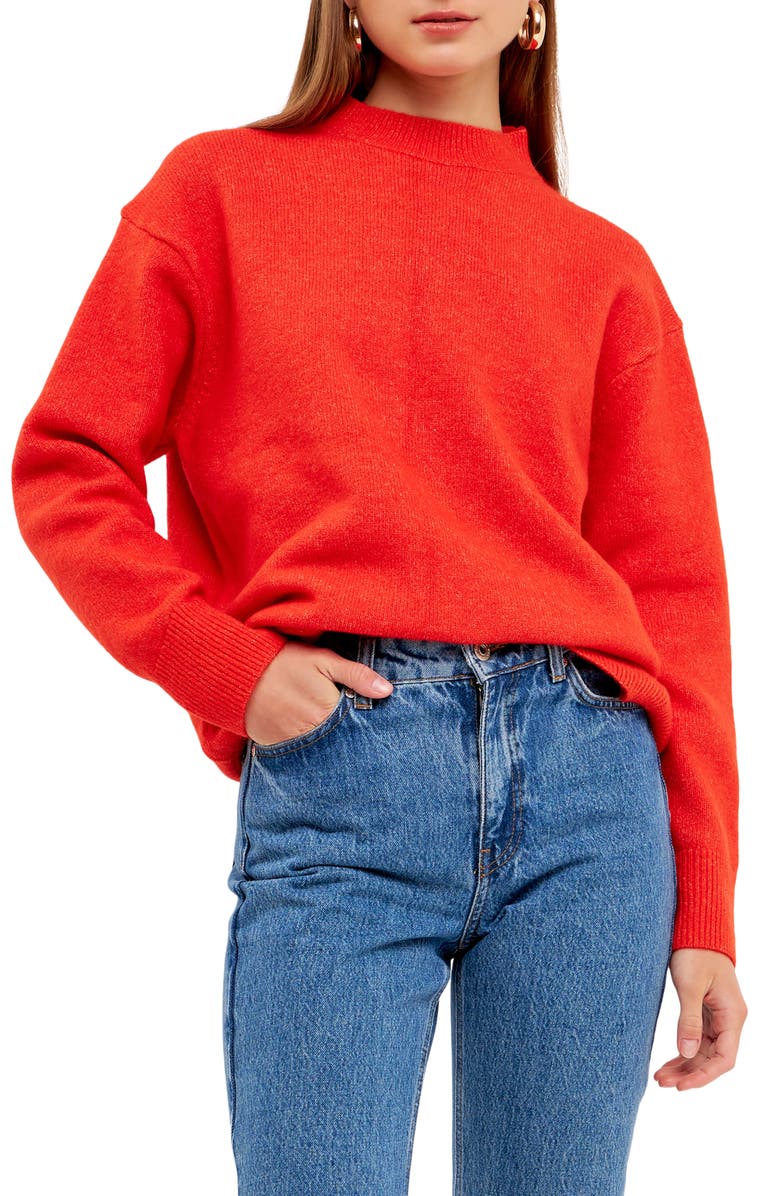 Endless Rose Relaxed Fit Mock Neck Sweater, Main, color, 