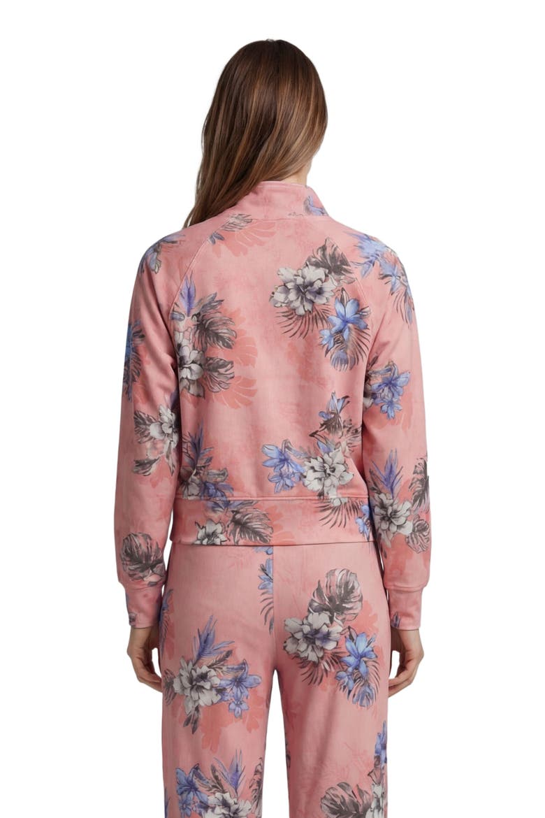 Exotic Floral Womens Cropped Zip Jacket, Alternate, color, EXOTIC FLORAL CORAL