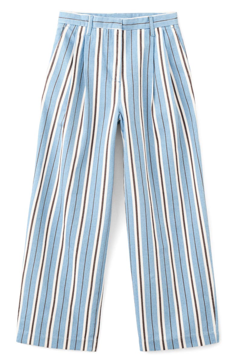 MANGO Stripe Wide Leg Pants, Main, color, Sky Blue