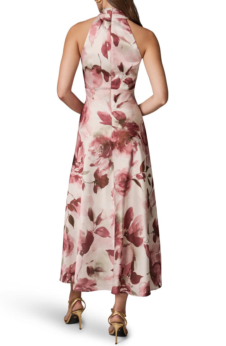 Donna Karan New York Floral Twist Neck Maxi Dress, Alternate, color, Desert Clay