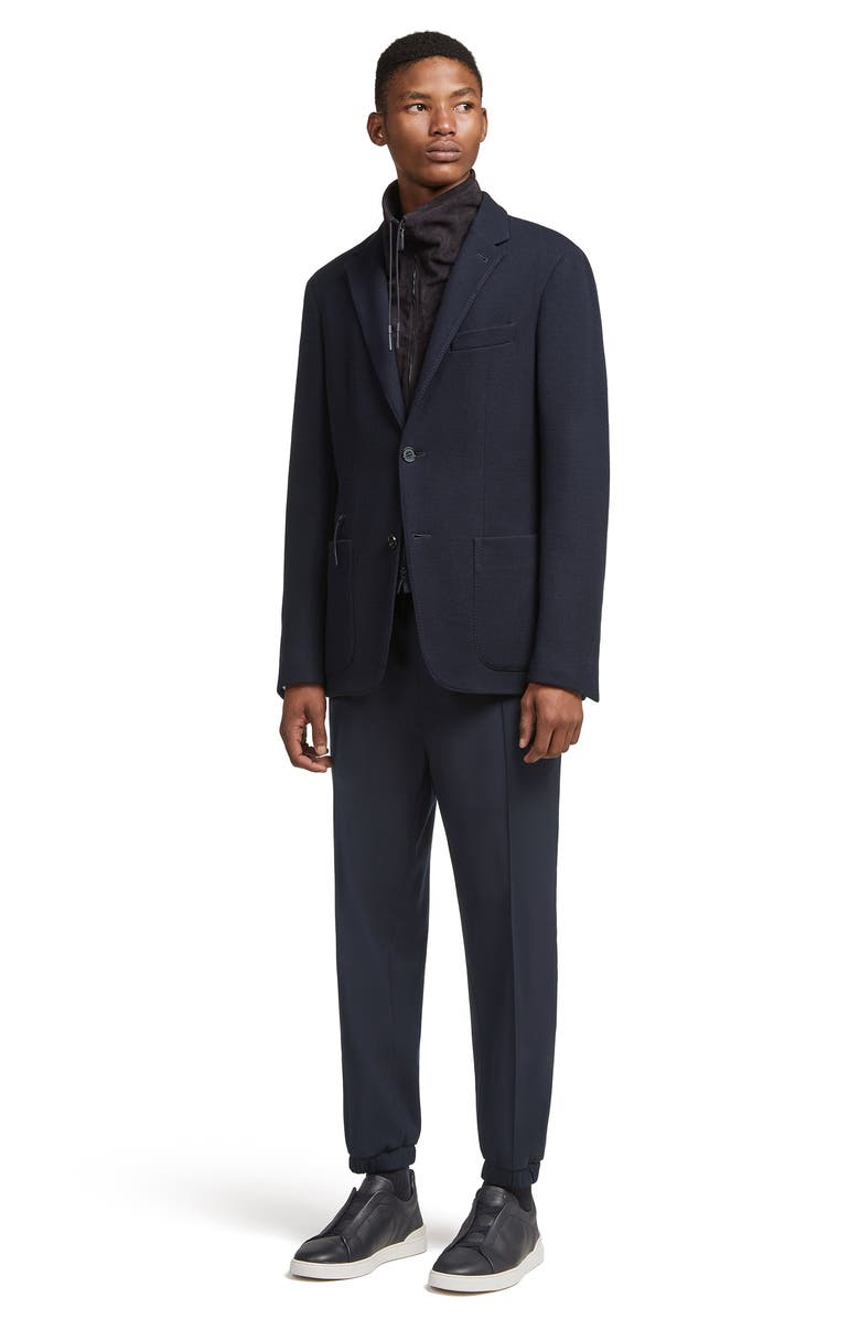 ZEGNA High Performance<sup>™</sup> Jersey Jacket with Removable Suede Bib, Alternate, color, Navy