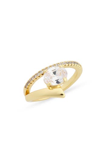 Covet Open Faux Stack Ring In Clear/gold