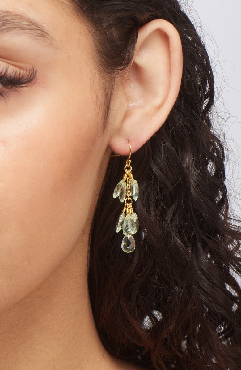 Kiara by Ki-Ele Elana Sage Quartz Drop Earrings, Alternate, color, Gold/ Sage