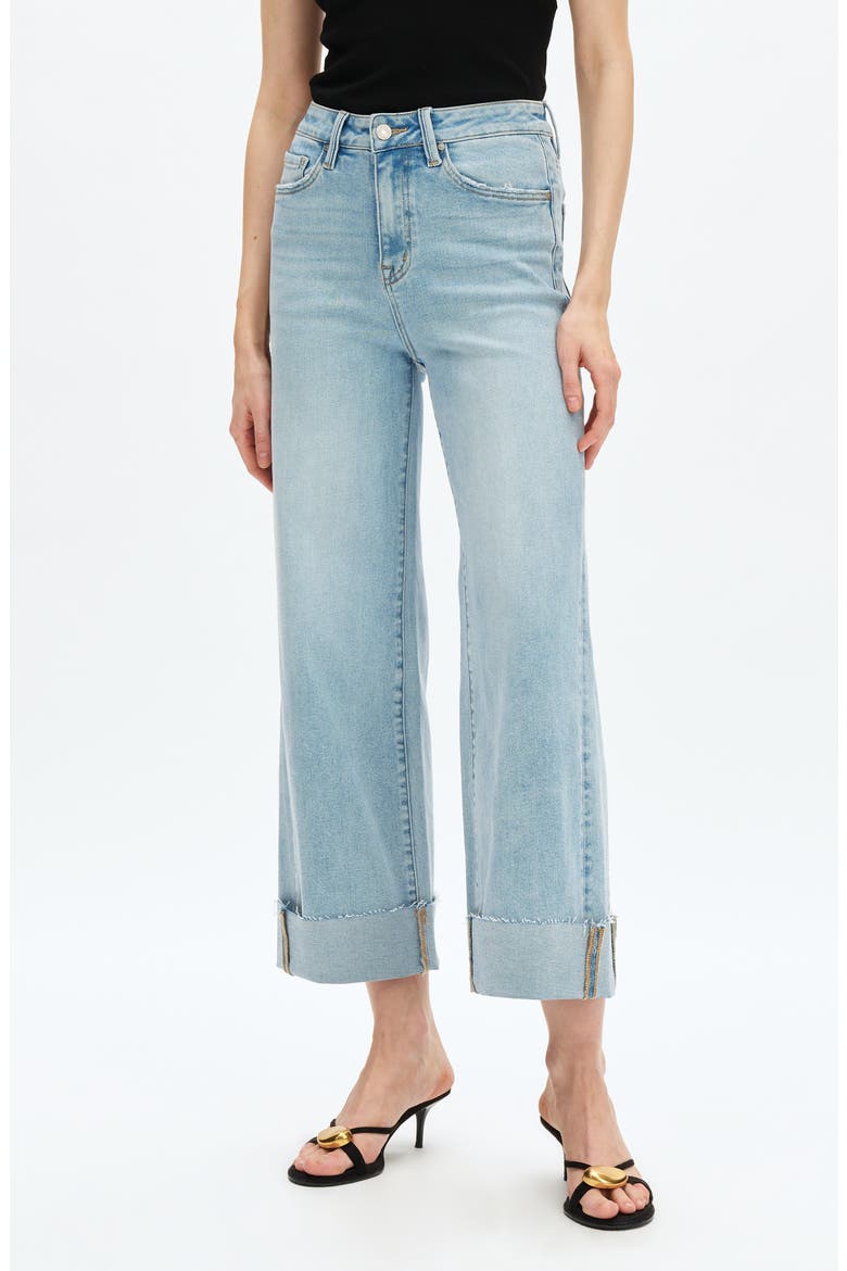 Zephyrine High Waist Cuff Wide Leg Jeans, Main, color, BABY BLUE
