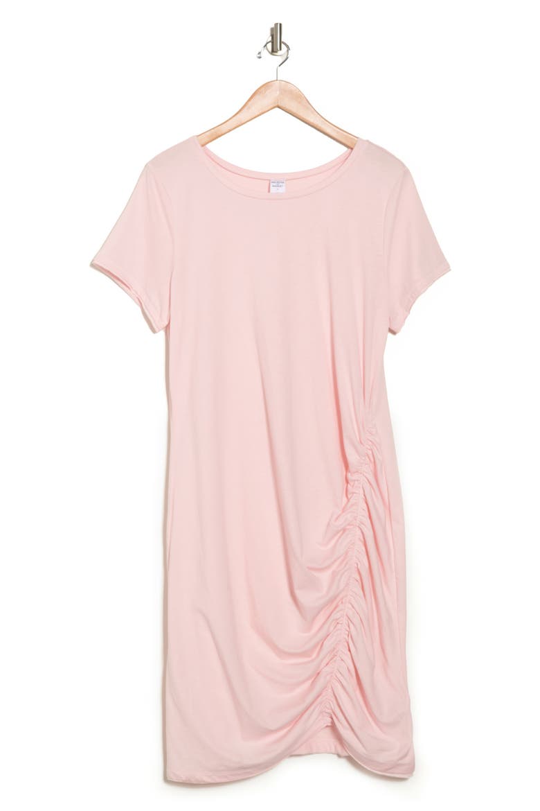 Ruched Knit T-Shirt Dress, Alternate, color, PINK POTPOURRI