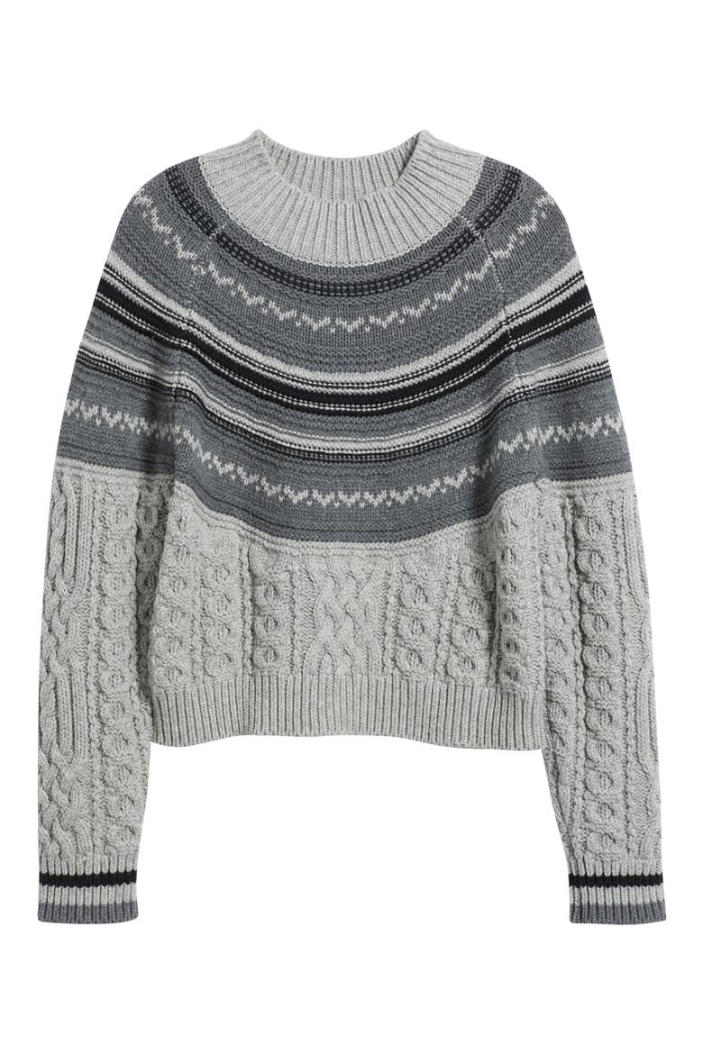 Ayana Fair Isle Mixed Stitch Sweater, Alternate, color, GREY MIST COMBO