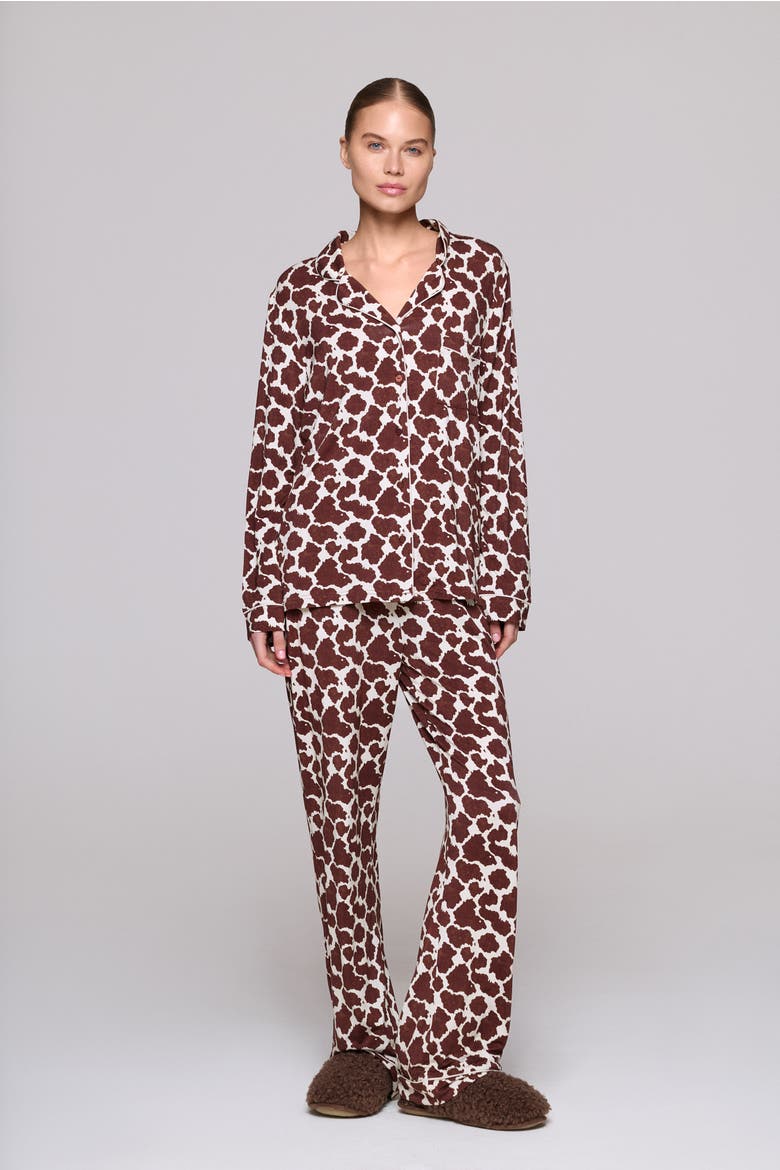 Cowgirl Long Pajama Set, Main, color, Dark Brown, White