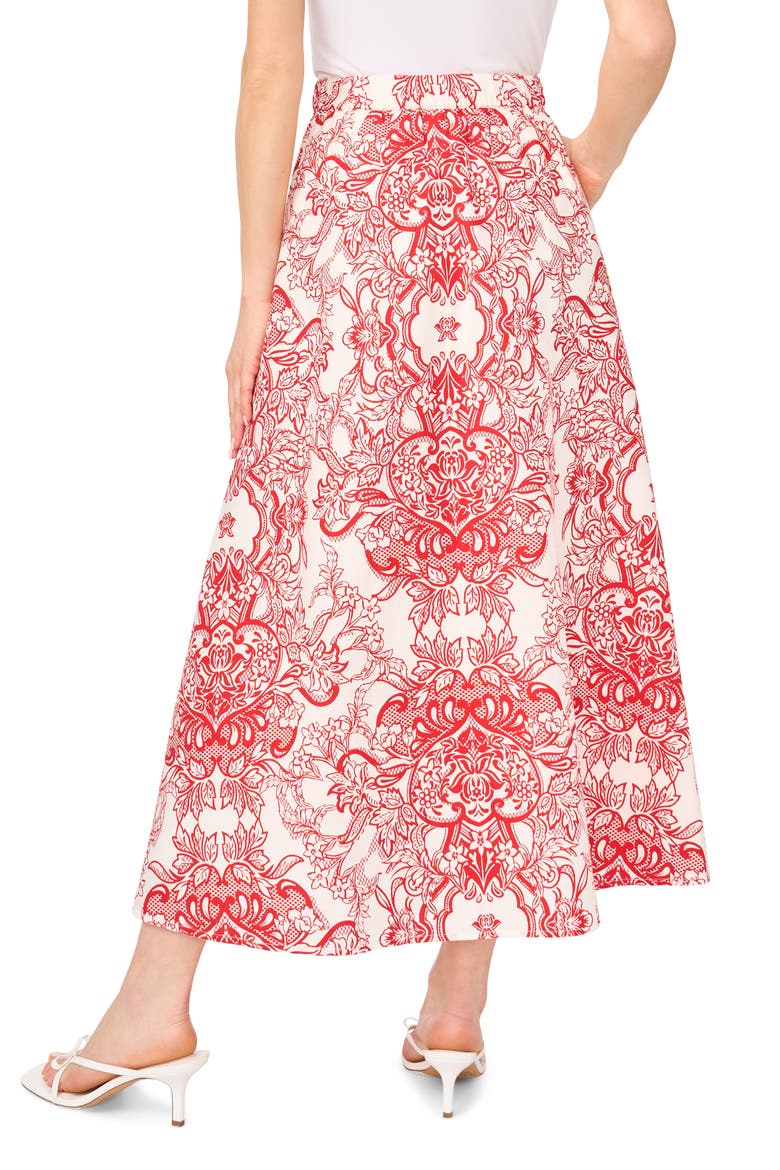 Floral Paisley Cotton Maxi Skirt, Alternate, color, CLASSIC CHERRY