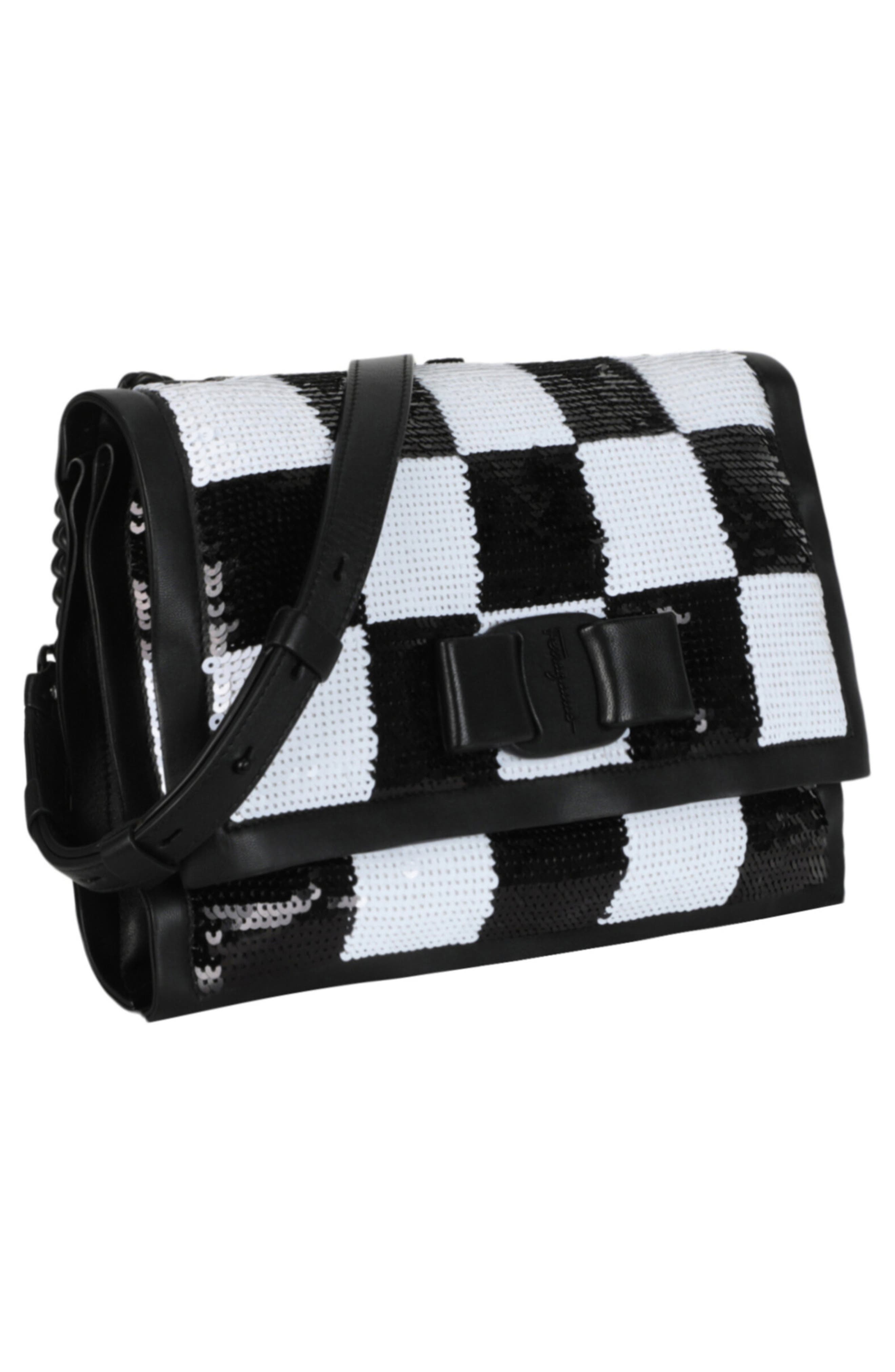 FERRAGAMO Checkered Sequin Shoulder Bag, Alternate, color, 